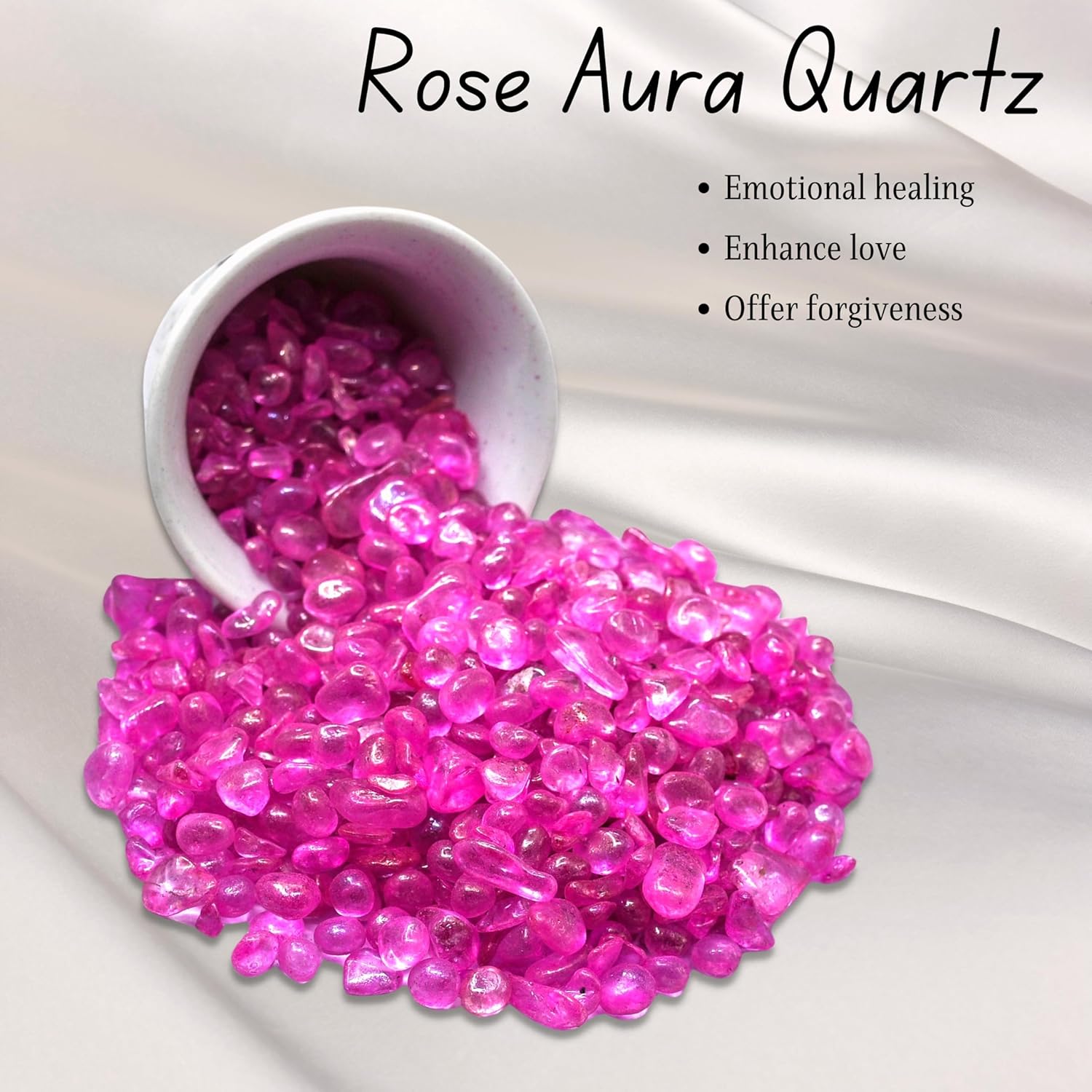 Amazing Gemstone Rose Aura Quartz Crystal Chips Aquarium Gravel Rocks - Aura Quartz Chips Bulk Fish Tank Gravel,Small Tumbled Stone Chips and Tiny Crystals for Decoration (Natural AAA Grade Gemstone)