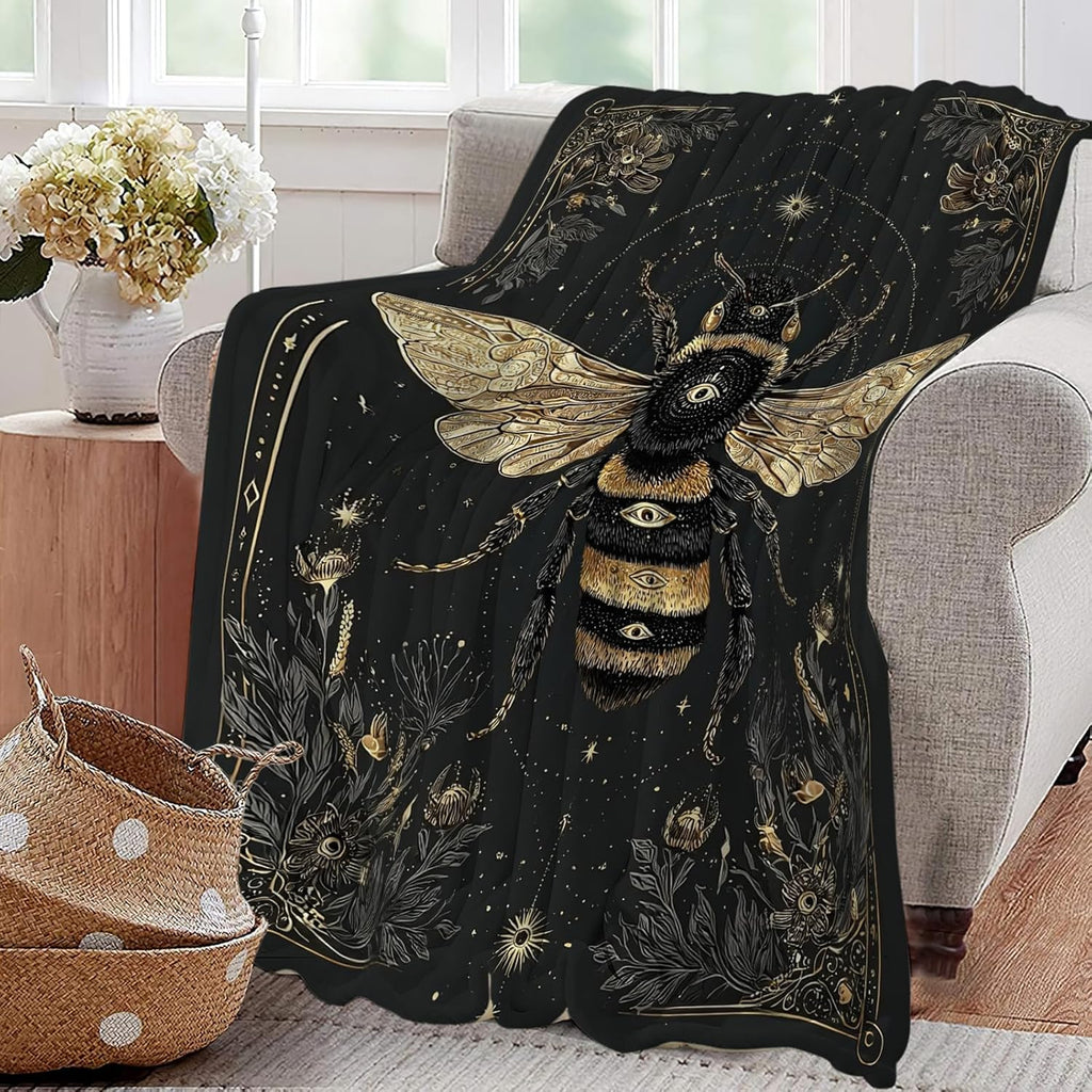 Bee Blanket Bumblebee Animal Throw Blankets Gifts for Girls Boys Kids Bee Lover Soft Cozy Fleece Plush for Couch Sofa Bed 60"x50"