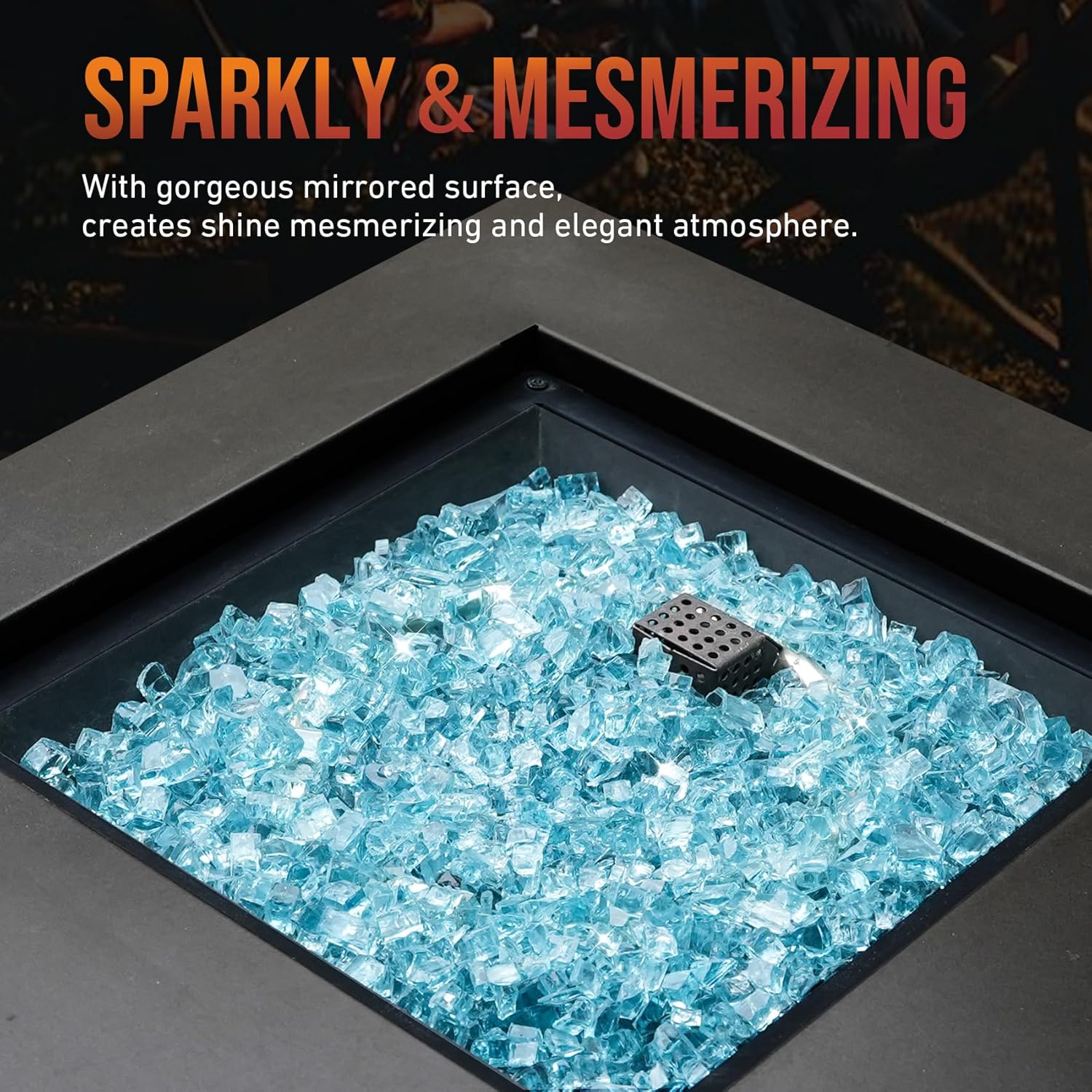 Skyflame High Luster 10-Pound Fire Glass for Fire Pit Fireplace Landscaping (1/2", Aqua Blue)