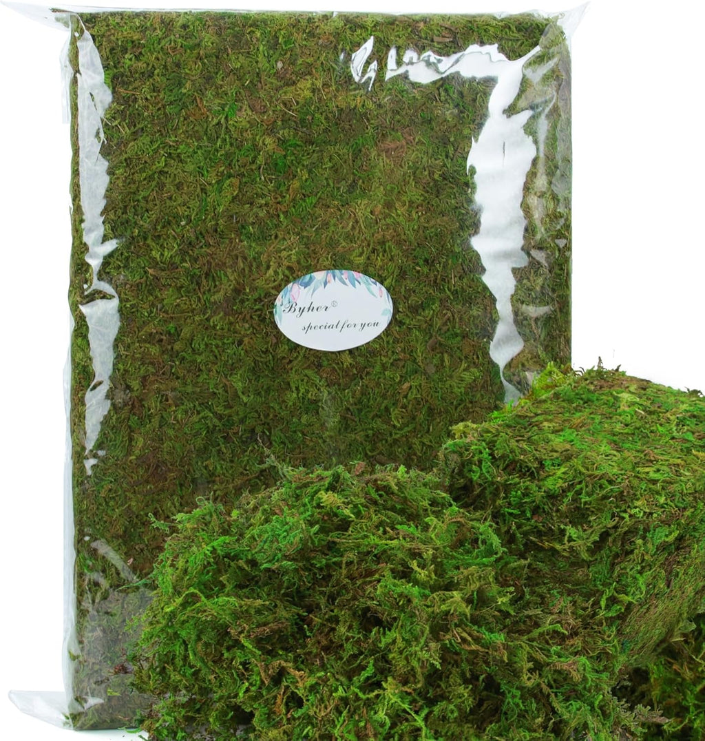 BYHER 35oz (2.18 Pounds) Green Artificial Moss for Indoor Crafts, Fairy Gardens, Table Centerpieces, Wedding Decor