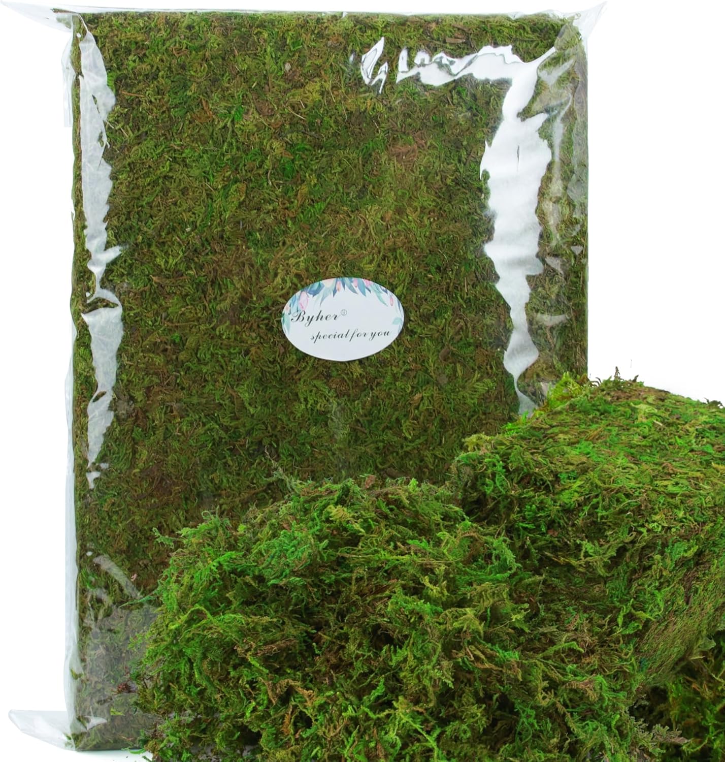 BYHER 35oz (2.18 Pounds) Green Artificial Moss for Indoor Crafts, Fairy Gardens, Table Centerpieces, Wedding Decor