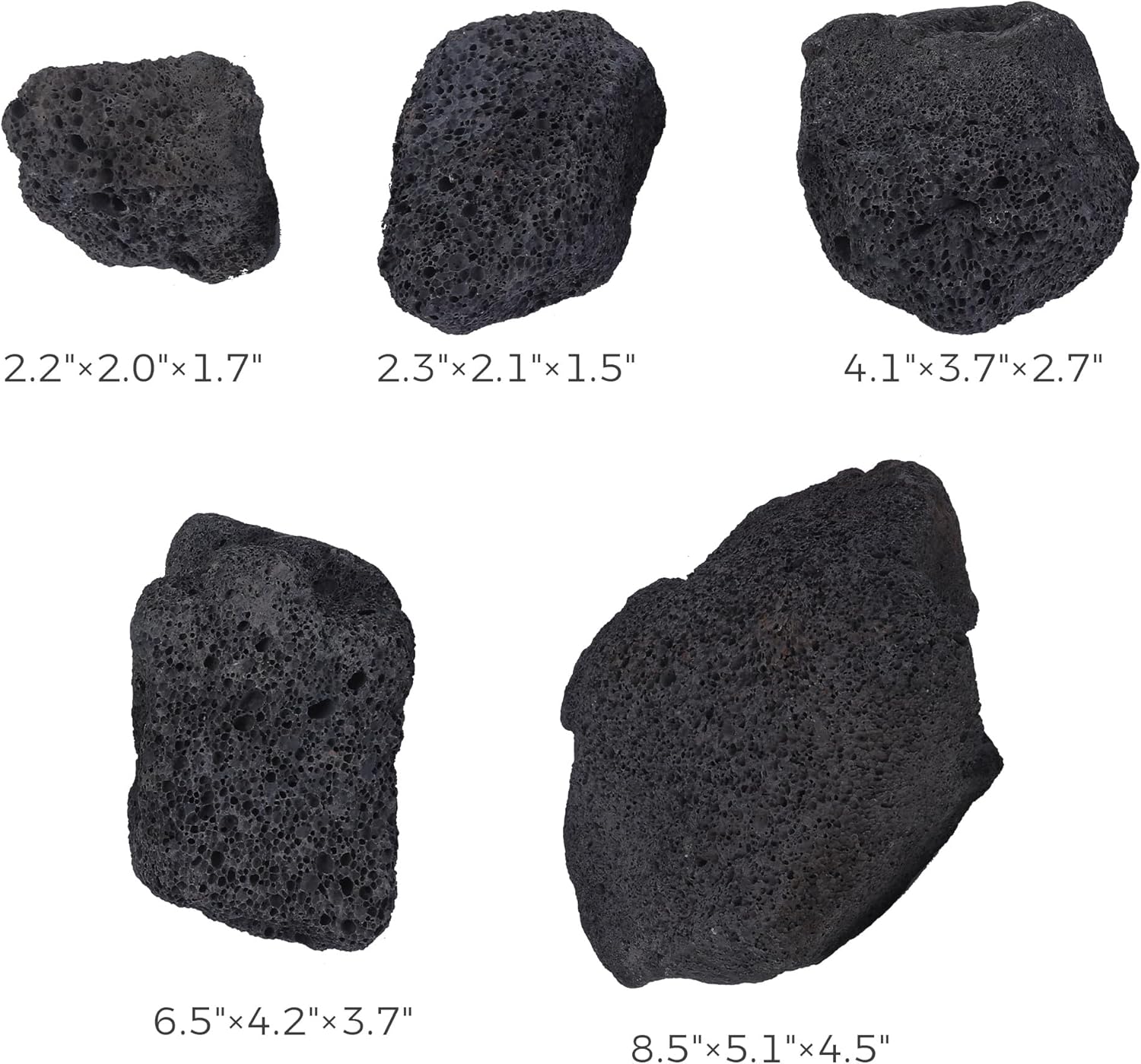 2-8 Inches Large Natural Black Lava Rock 5 PCS Aquarium Rocks for Aquascaping, Aquarium Landscaping, Terrariums, Fish Tank Decoration, Vivariums, Paludarium, Reptile and Amphibian Enclosures