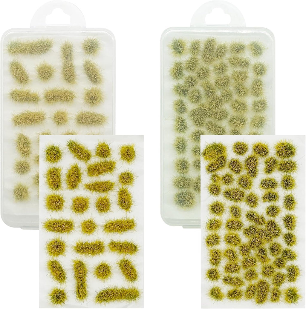 Woohome 78 PCS Model Grass Tufts 2 Size Static Grass Tuft Yellow Miniature Grass Tuft Railway Artificial Grass Terrain Kit for DIY Model Railway Fairy Garden Diorama Scenery