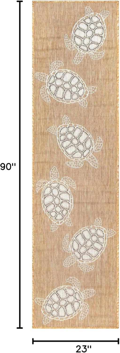 Liora Manne Sea Turtles Sand Indoor Outdoor Area Rug, 1'11" x 7'6"