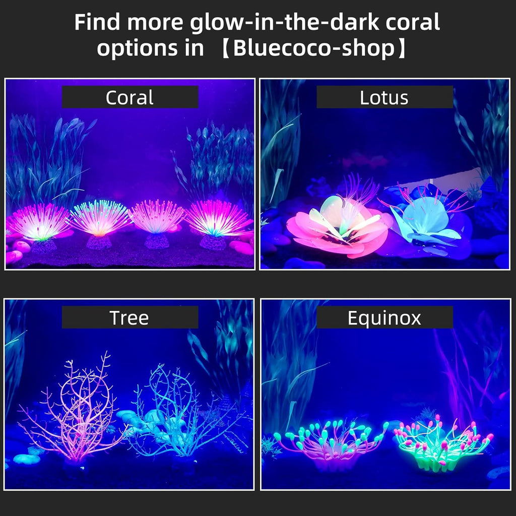 Soft Silica Gel Moves Naturally with Water Flow, Aquarium Decorations Glow in The Dark, Glowing Coral Ornaments for Fish Tank Decorations (Green, Fireworks)