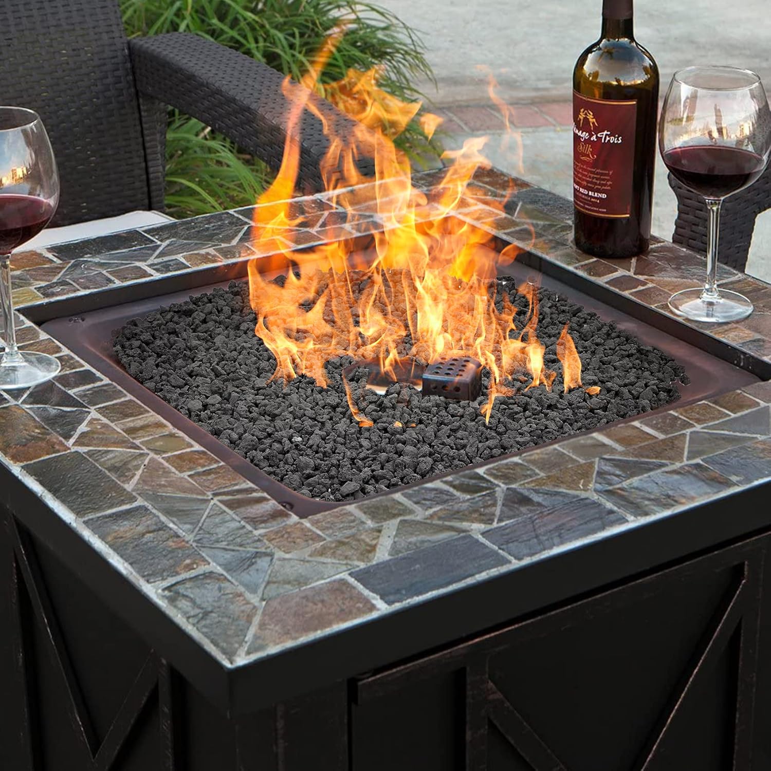 Onlyfire Black Lava Rock 10 Pounds Volcanic Lava Stones for Indoor Outdoor Fire Pits Fireplaces Gas Grill and Landscaping, 0.2-0.3 Inch