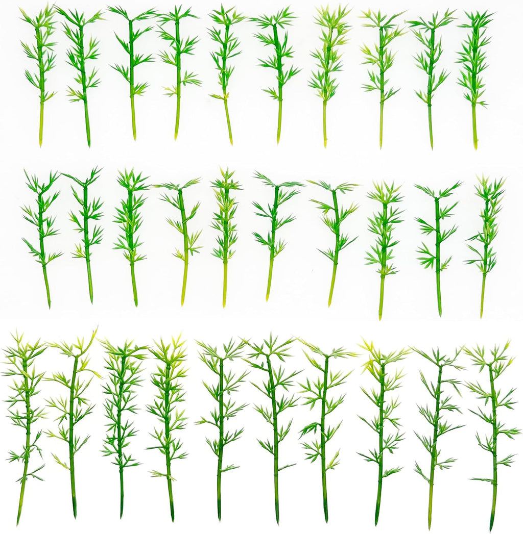 Woohome Model Miniature Bamboo Trees, Green Plastic Bamboo Trees for Building Model, Home Miniature Landscape Landform Diorama Project, 100 PCS, 2.36’’ and 3.15’’