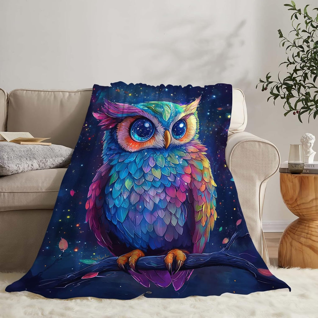 Owl Blanket Cute Owl Throw Blanket Gifts for Women Girls Men Boys Kids Adults Super Soft Cozy Plush Fluffy Fuzzy Fleece Blanket Decor 60''X80''