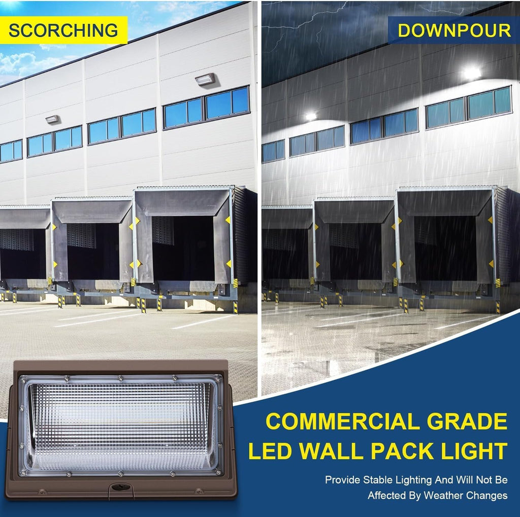 ledmo LED Wall Pack Light, 15840LM Daylight Outdoor Security Lighting, Commercial and Industrial Outdoor Wall Pack Lights, 5000K IP65 Waterproof for Garage Yard 120W 6 Pack No Photocell
