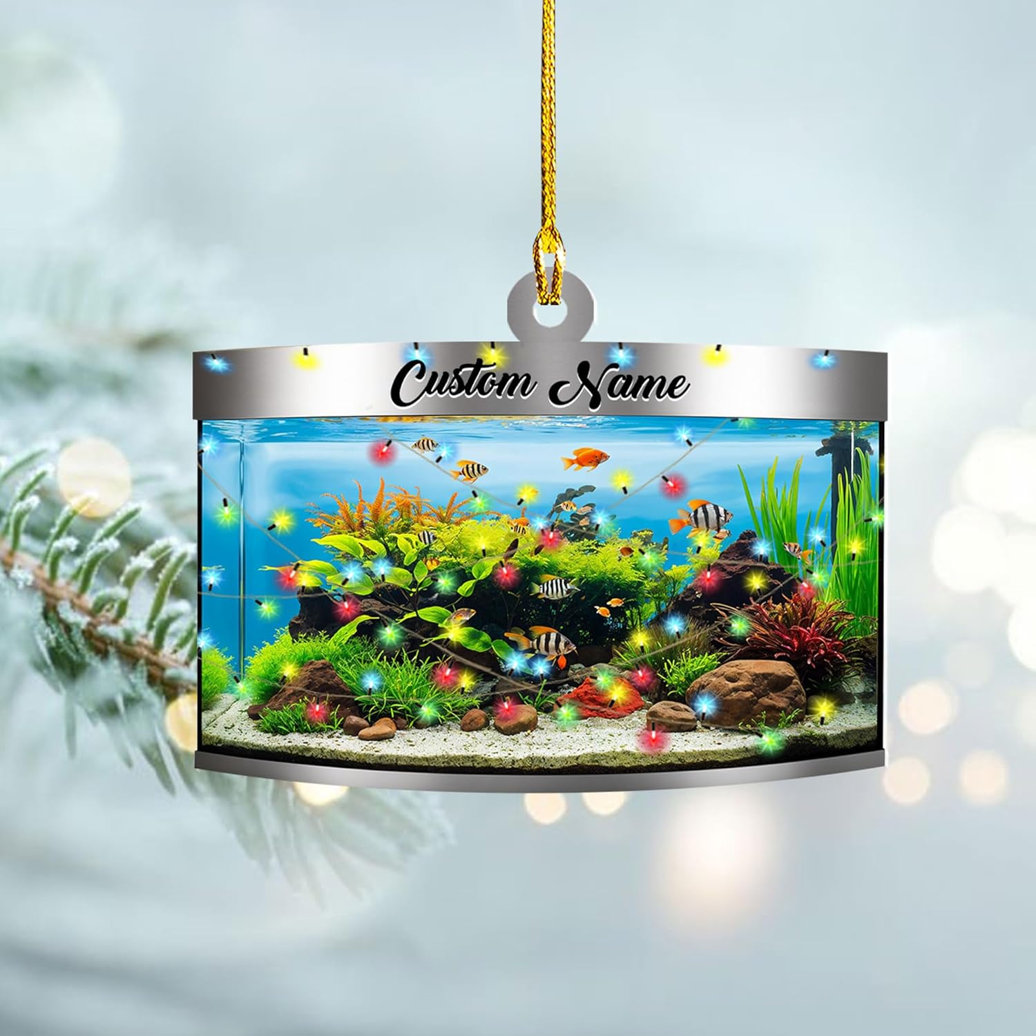 Personalized Aquarium Christmas Ornament, Fish Christmas Ornament, Gift for Fish Lover, Custom Aquarium Christmas Tree Keepsake, Kids First Gift Ideas, Pet Kids Ornament (AFT4)