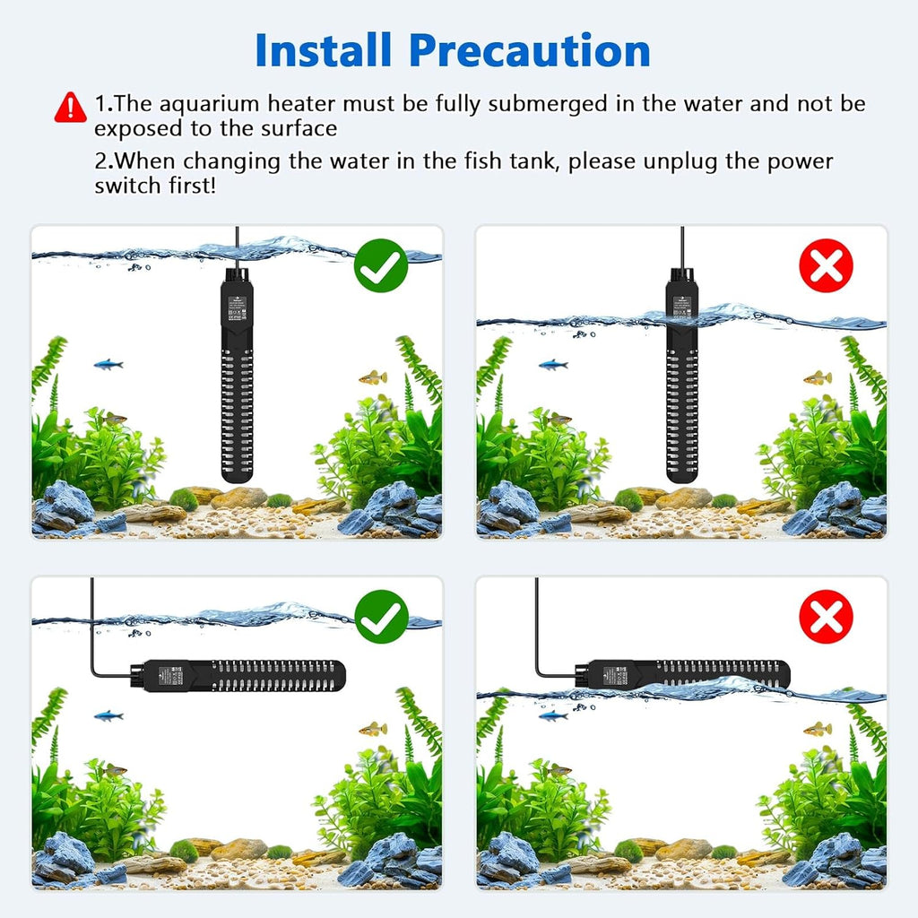 fishkeeper 300W Aquarium Heater, Submersible Fish Tank Heater with Dry-Burn Protection,LED Digital Thermostat,Accurate Temperature Protection for Freshwater and Saltwater 40-75 Gallon