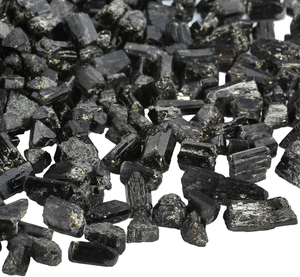 SUNYIK Black Tourmaline Tumbled Chips Stone Crushed Crystal Quartz Pieces Irregular Shaped Stones 1pound(about 460 gram)