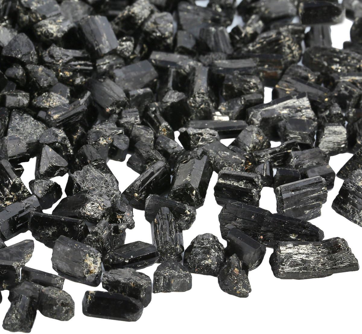 SUNYIK Black Tourmaline Tumbled Chips Stone Crushed Crystal Quartz Pieces Irregular Shaped Stones 1pound(about 460 gram)