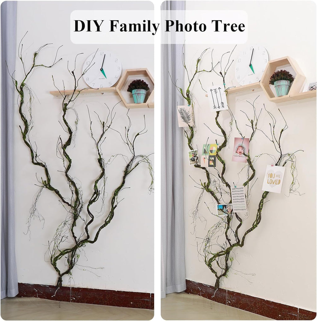 2pcs 67inch Artificial Bendable Twigs Branches Reptile Climbing Vines Trunk Grapevine Garland Moss Creeper Plants Fall Stems for Craft Garden Wall Hanging Jungle Halloween Arch Decoration