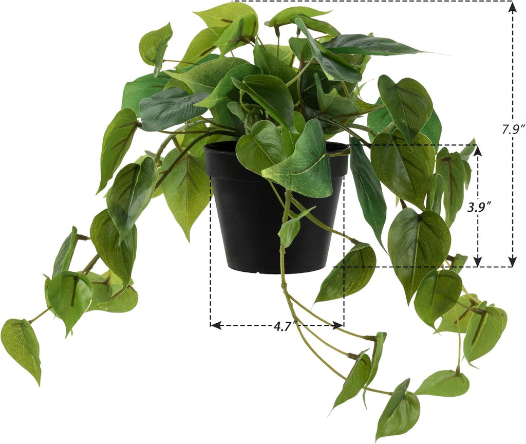 Artificial Scindapsus Aureus, Realistic Fake Plant with Plastic Pot for Home Office Garden Decoration 1 Pack(8in H)
