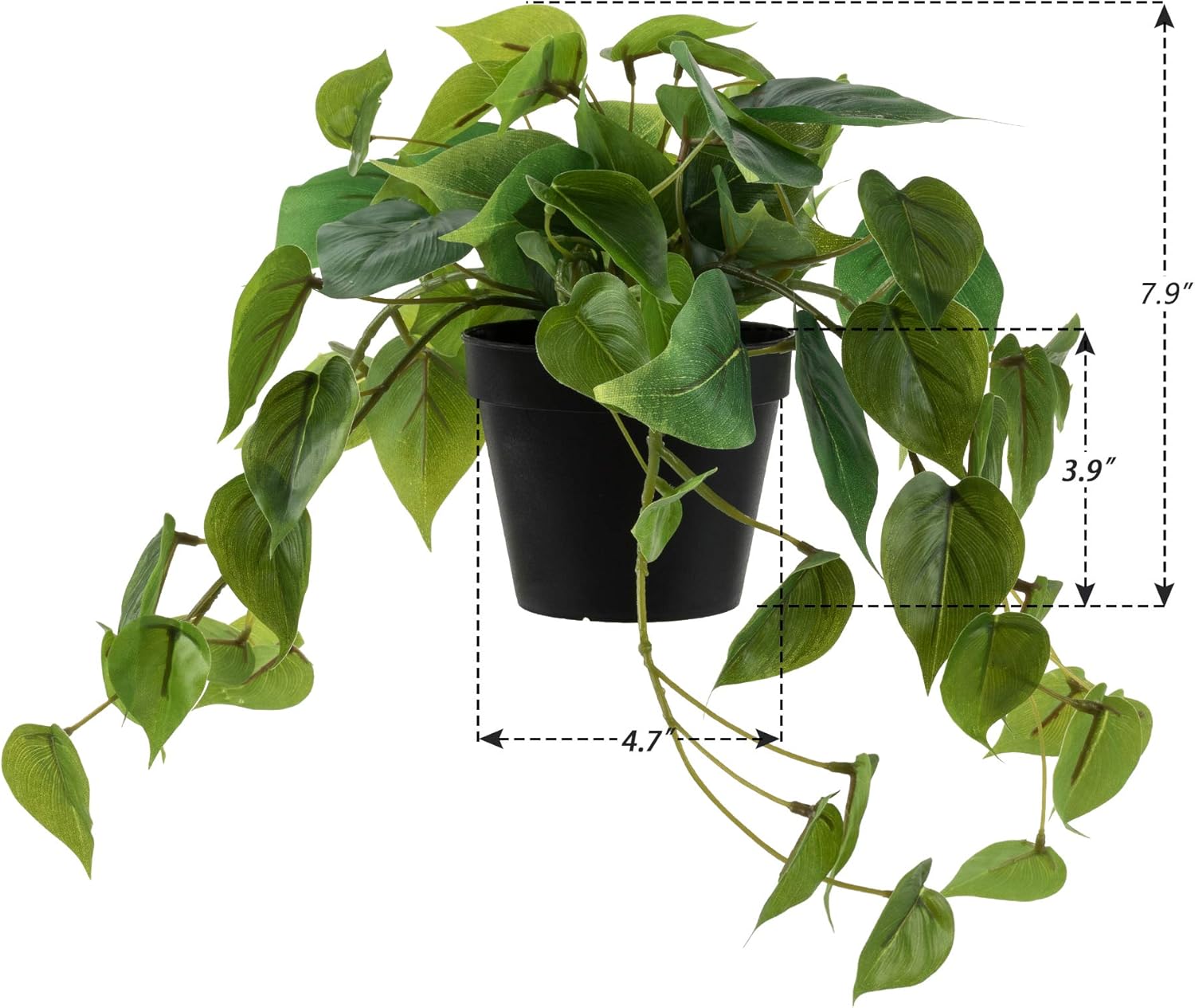 Artificial Scindapsus Aureus, Realistic Fake Plant with Plastic Pot for Home Office Garden Decoration 1 Pack(8in H)