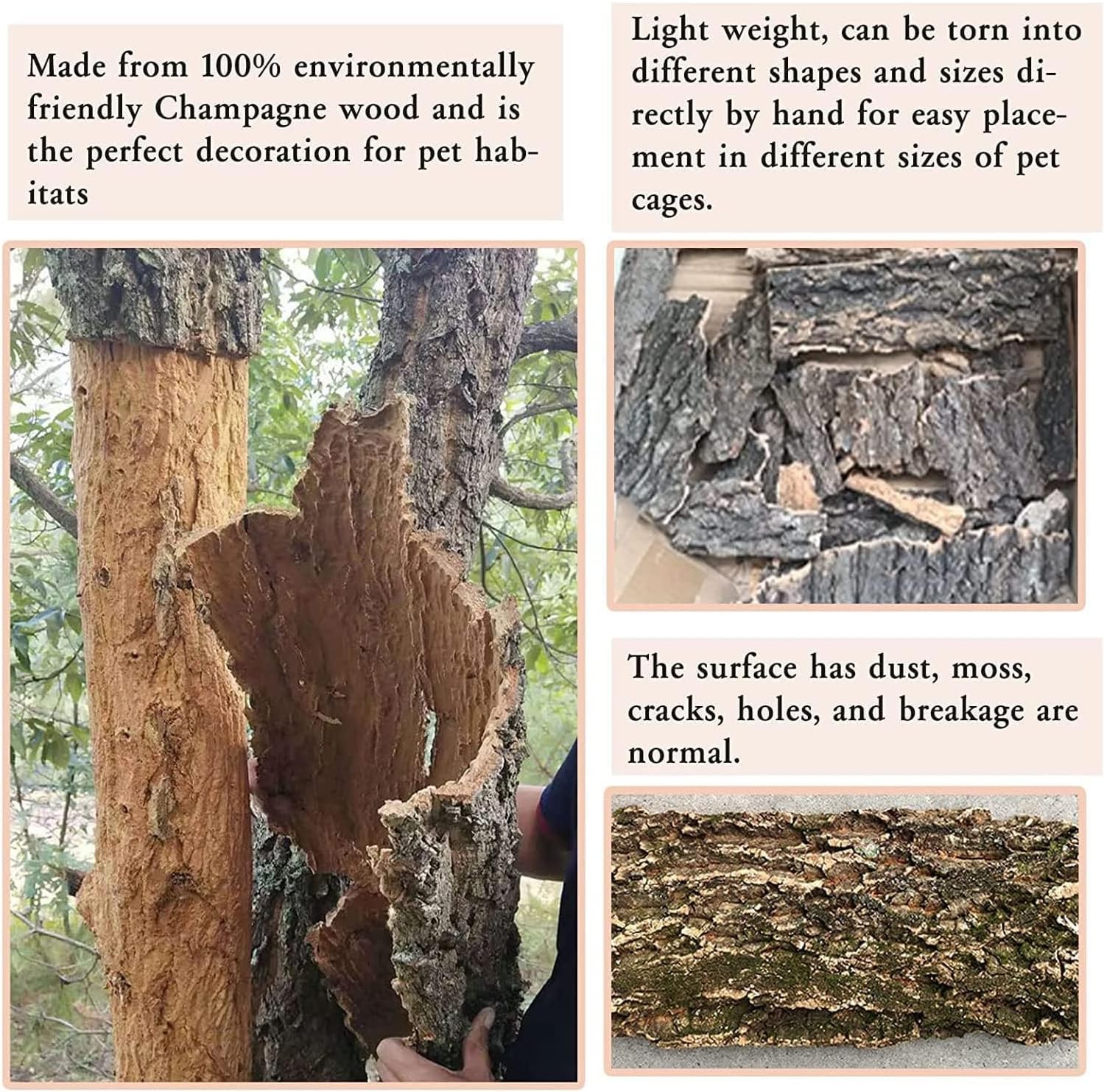 Hamiledyi 2PCS Cork Terrarium Background 15.7x11.8in Natural Cork Large Bark Backdrop Reptile Climbing Mat Habitat Decor for Spider Lizard Chamelon Turtle Beared Dragon