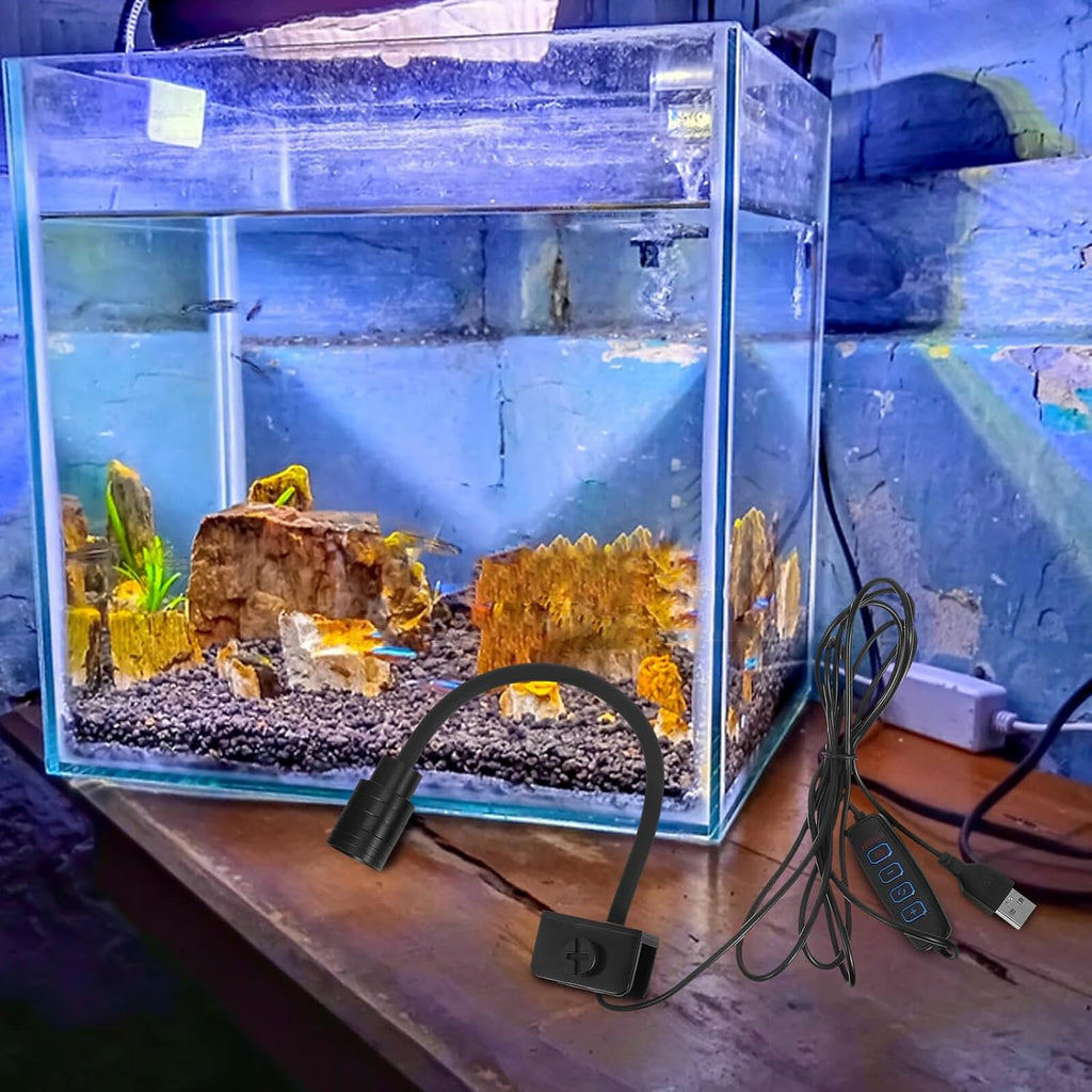 USB Powered LED Fish Tank Clip Light Adjustable Spotlight for Freshwater Aquariums Enhances Fish Colors Plant Growth Easy Installation Aquarium Lamp for Terrarium Decorations
