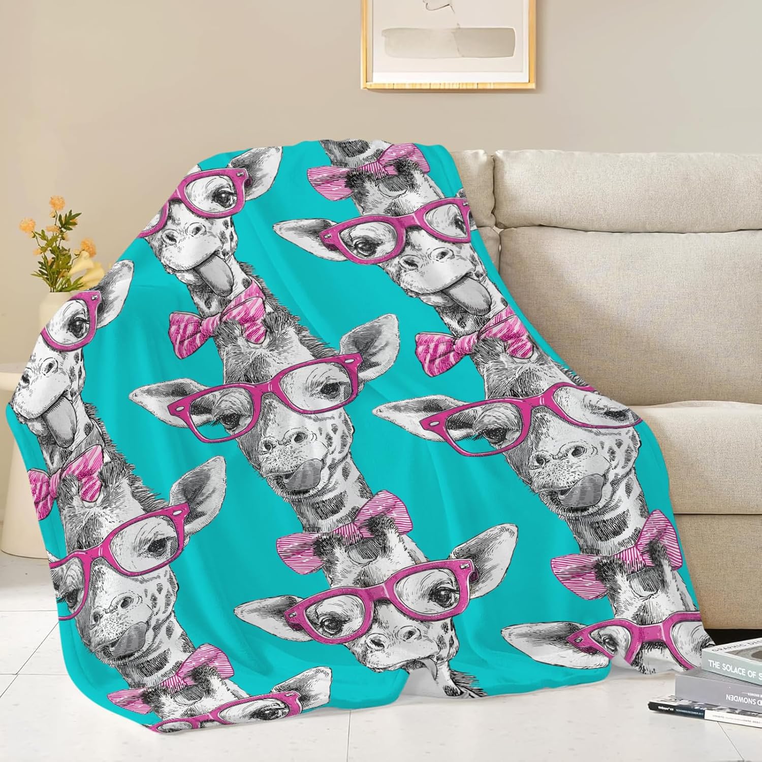 Giraffe Throw Blanket Giraffe Stuff Gifts for Kids Girls Boys Adults Women Men Soft Cozy Warm Plush Fluffy Fuzzy Fleece Blanket Decor 50''X60''
