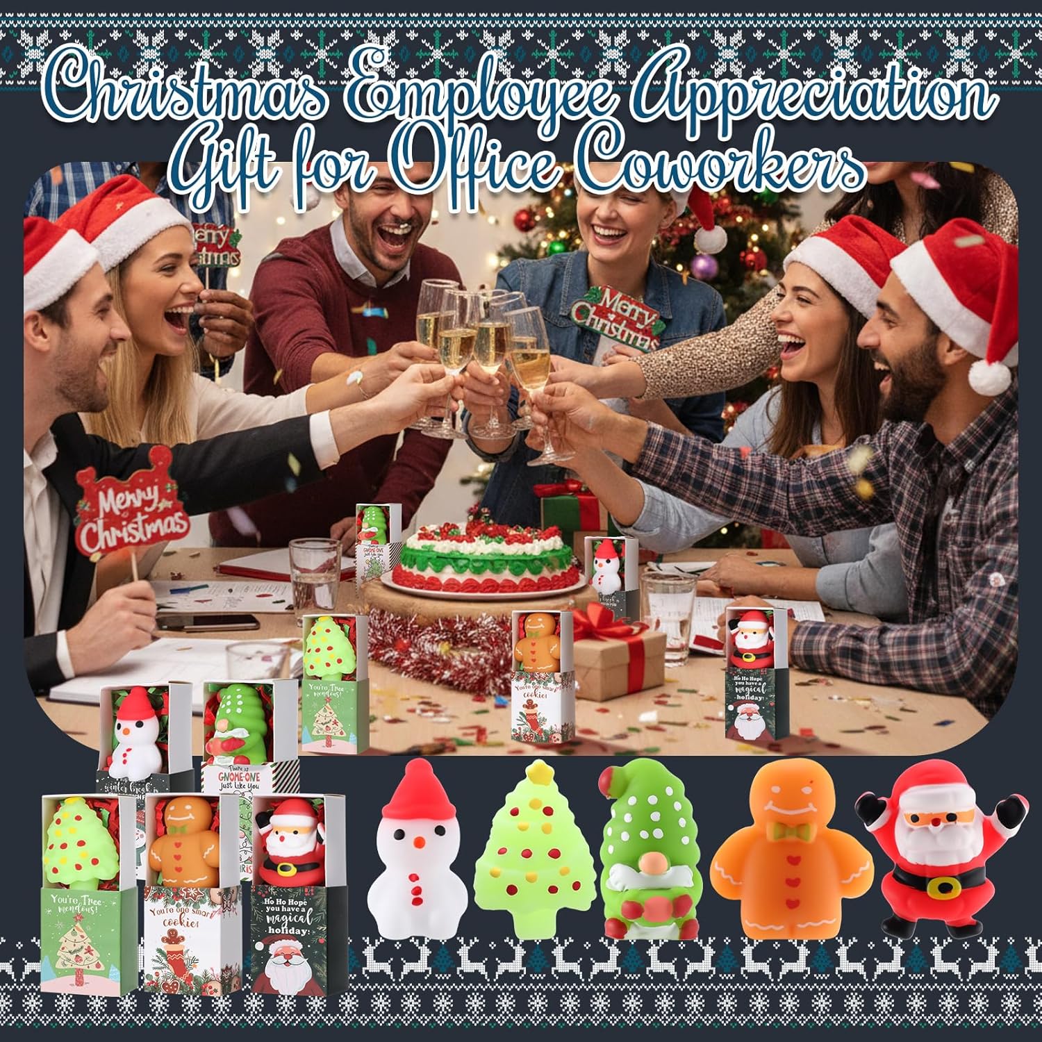 Wettarn 35 Sets Christmas Appreciation Gifts Cute Stress Balls with Support Gift Boxes Bulk Merry Christmas Party Favors for Employee Coworker Friends Office Positive Thank You Relief Toys