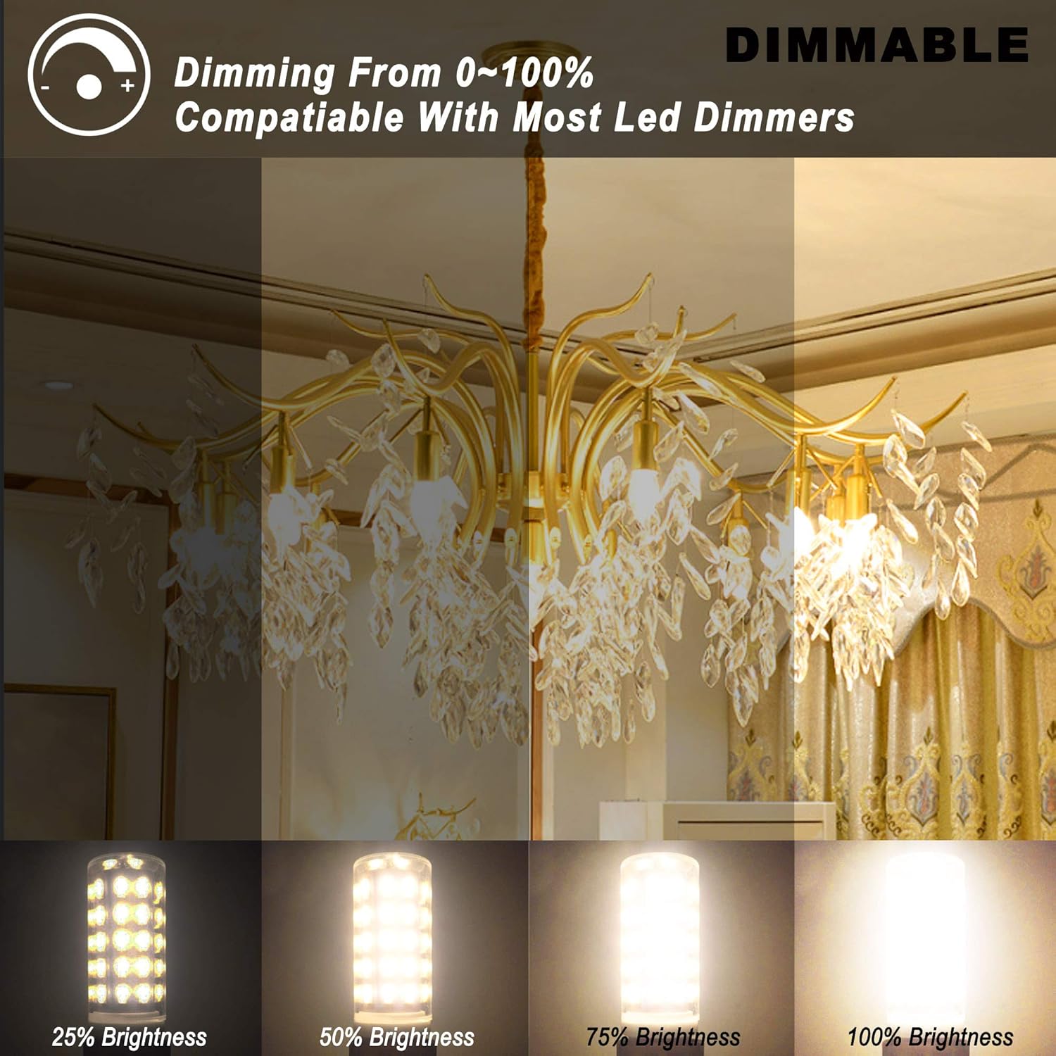 Dimmable G9 Led Bulbs 5W Replace 40W 50W 60W Halogen Bulbs,3000K Warm White,AC120V No Flicker Dimmable G9 T4 Led Corn Bulbs for Pendant Ceiling Chandelier Wall Lighting,600 lm,5Pack