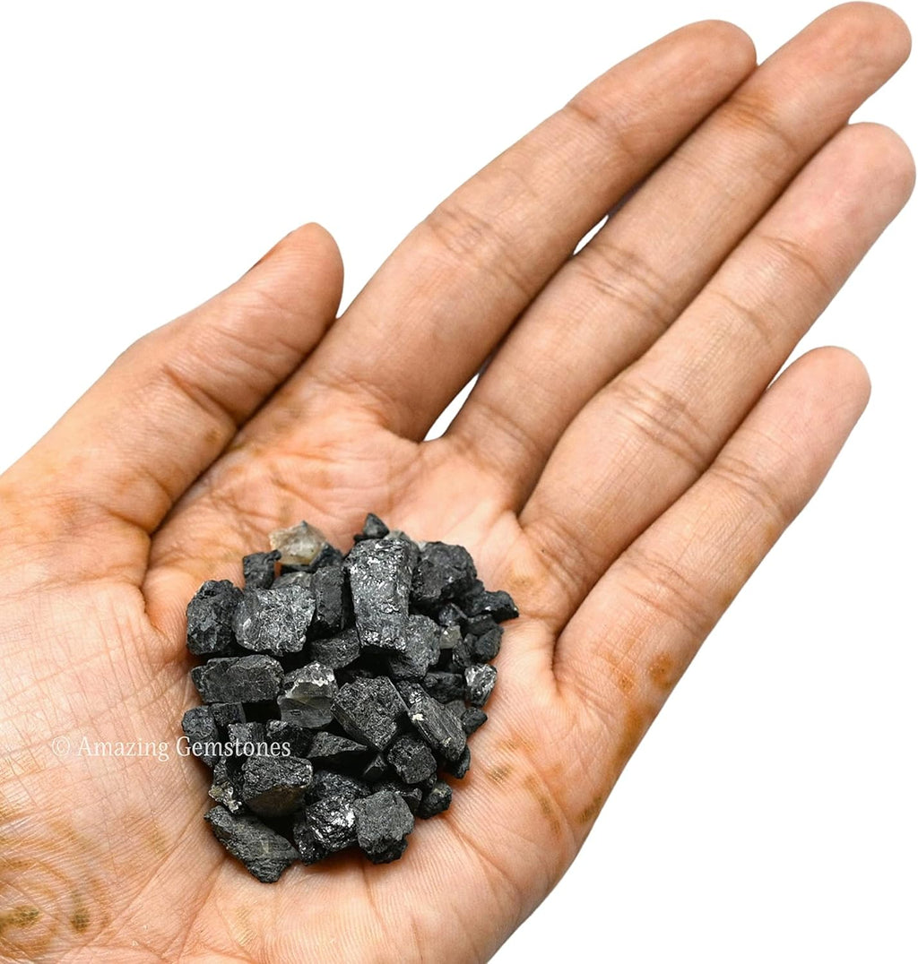 Black Tourmaline Crystal Chips Aquarium Gravel Rocks - Black Tourmaline Chips Bulk Fish Tank Gravel, Small Tumbled Stone Chips and Tiny Crystals for Decoration (Natural AAA Grade Gemstones)