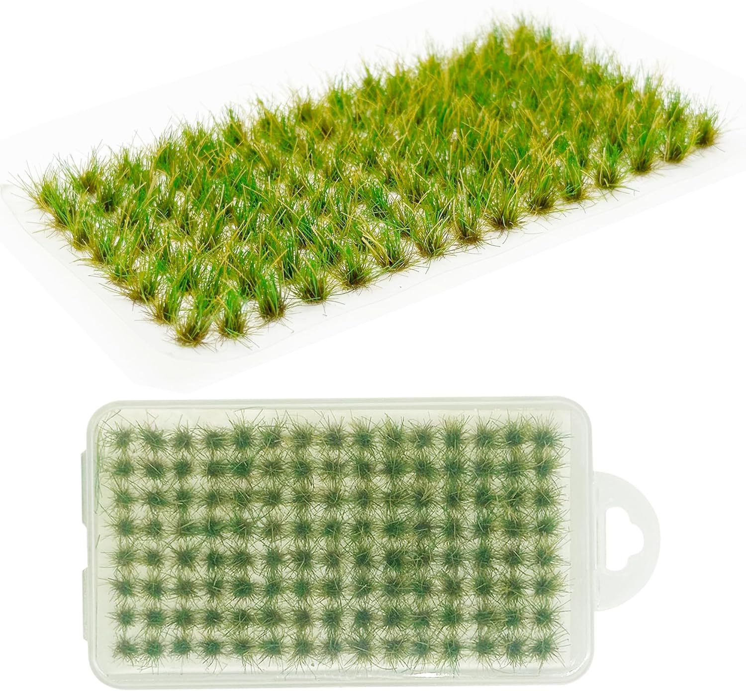 Woohome 120 PCS Bushy Tufts Static Grass Tuft Model Grass Tuft for DIY Miniature Train Landscape Terrain Railway Scenery Decorations, Green