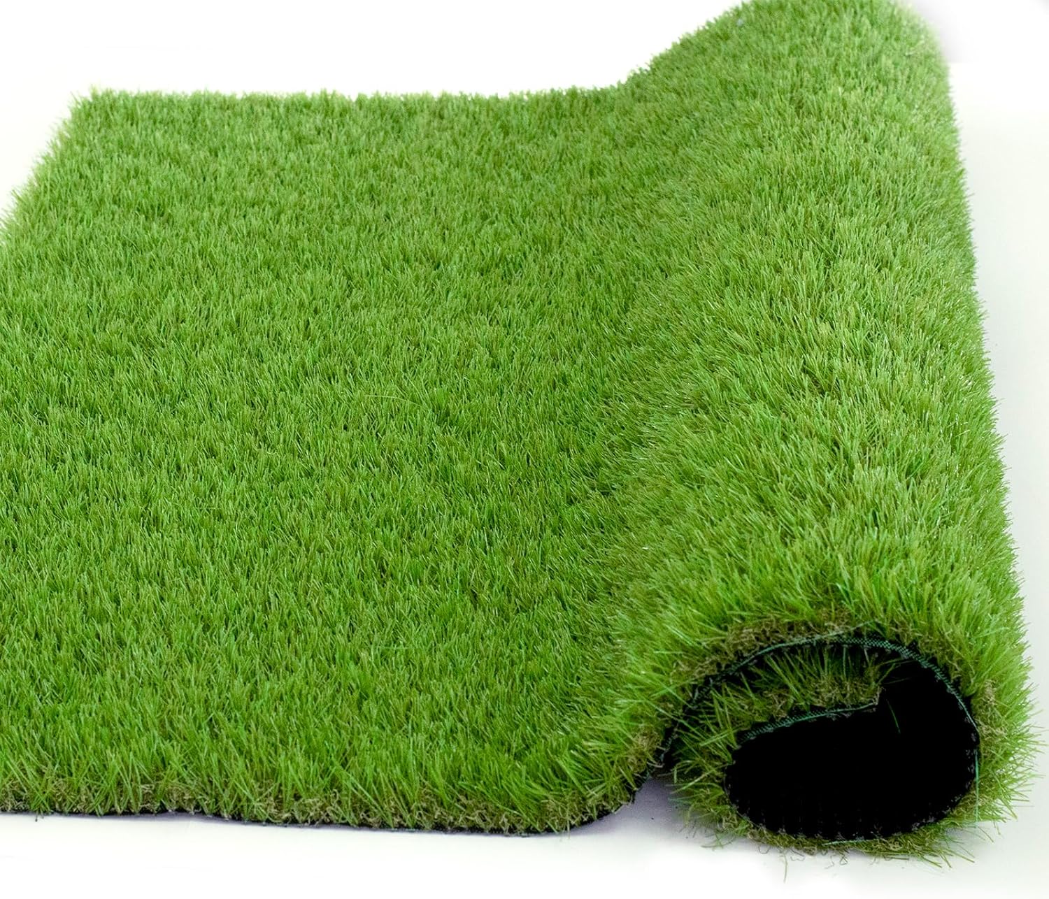 Artificial Grass Rug Outdoor Indoor 11FTX82FT Fake Grass Carpet Green Synthetic Grass Pet Turf Realistic Faux Grass Rug with Drain Holes for Garden Lawn Landscape Balcony Home Decor Patio