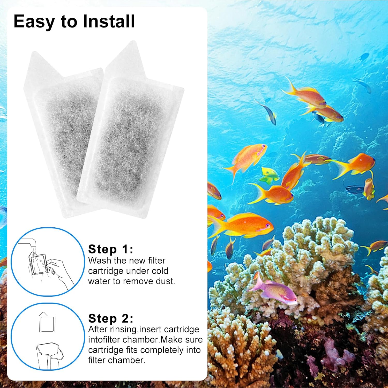 6 Packs Small Filters Cartridges for Tetra Whisper Small Fish Tanks Filter, Small Filter Carbon Replacement Filter Cartridge for 3-10 Gallons Aquarium Filter