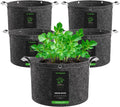 VIVOSUN 5-Pack 7 Gallon Grow Bags, 500G Thick Nonwoven Fabric Pots with Strap Handles, Multi-Purpose Rings, for Low Stress Plant Training Fruits, Vegetables, and Flowers