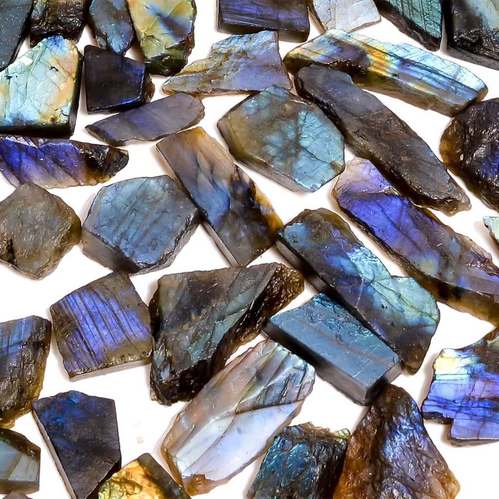GEMKORA™ 100 carats Natural Raw Labradorite Rough Gemstone Lot for Jewelry Making, Loose Crystals Supply, DIY, Wire Wrapping, Healing Stones, Wholesale Bulk Stones