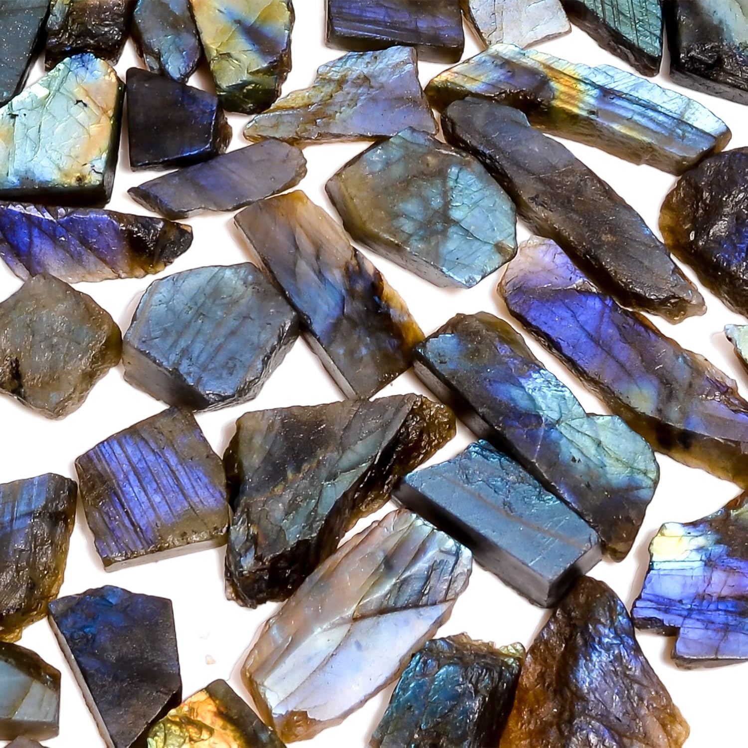 GEMKORA™ 100 carats Natural Raw Labradorite Rough Gemstone Lot for Jewelry Making, Loose Crystals Supply, DIY, Wire Wrapping, Healing Stones, Wholesale Bulk Stones