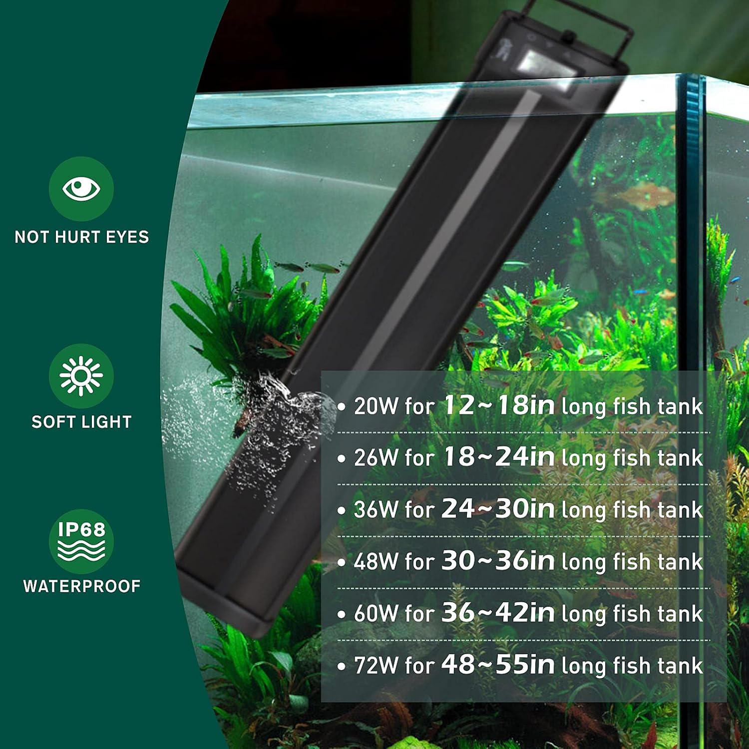 hygger Aquarium Programmable LED Light, for 36~42in Long Full Spectrum Plant Fish Tank Light with LCD Setting Display, 7 Colors, Sunrise Sunset Moon and DIY Mode, for Novices Advanced Players