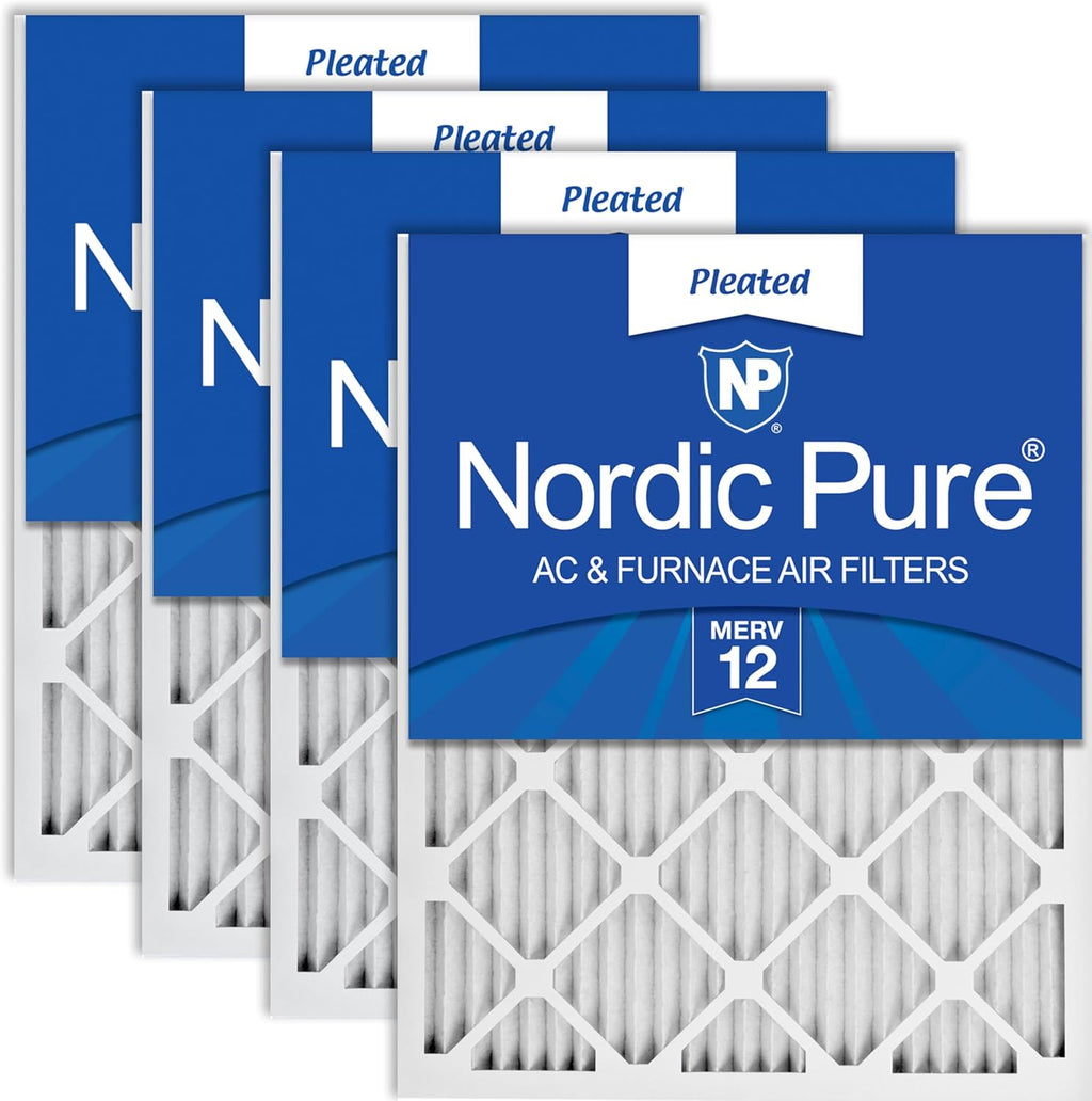 Nordic Pure 20x25x1 (Actual Size: 19 1/2 x 24 1/2 x 3/4) Pleated MERV 12 Air Filters 4 Pack