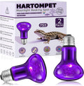 75W Reptile Night Light Bulb – Purple Basking Spot Lamp with Simulated Moonlight for Lizards, Chameleons, Snakes, Turtles, Amphibians – UVA Heat Light – 2-Pack (3.2" Diameter)