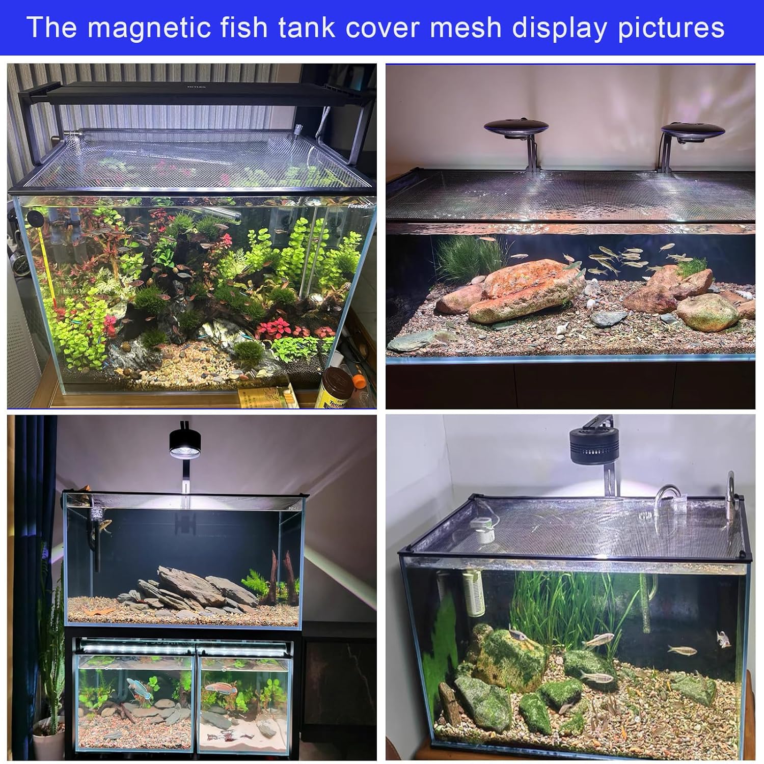 Magnetic Aquarium Anti-Jumping net Cover mesh to Protect Fish Jumping Out of Fish Tank