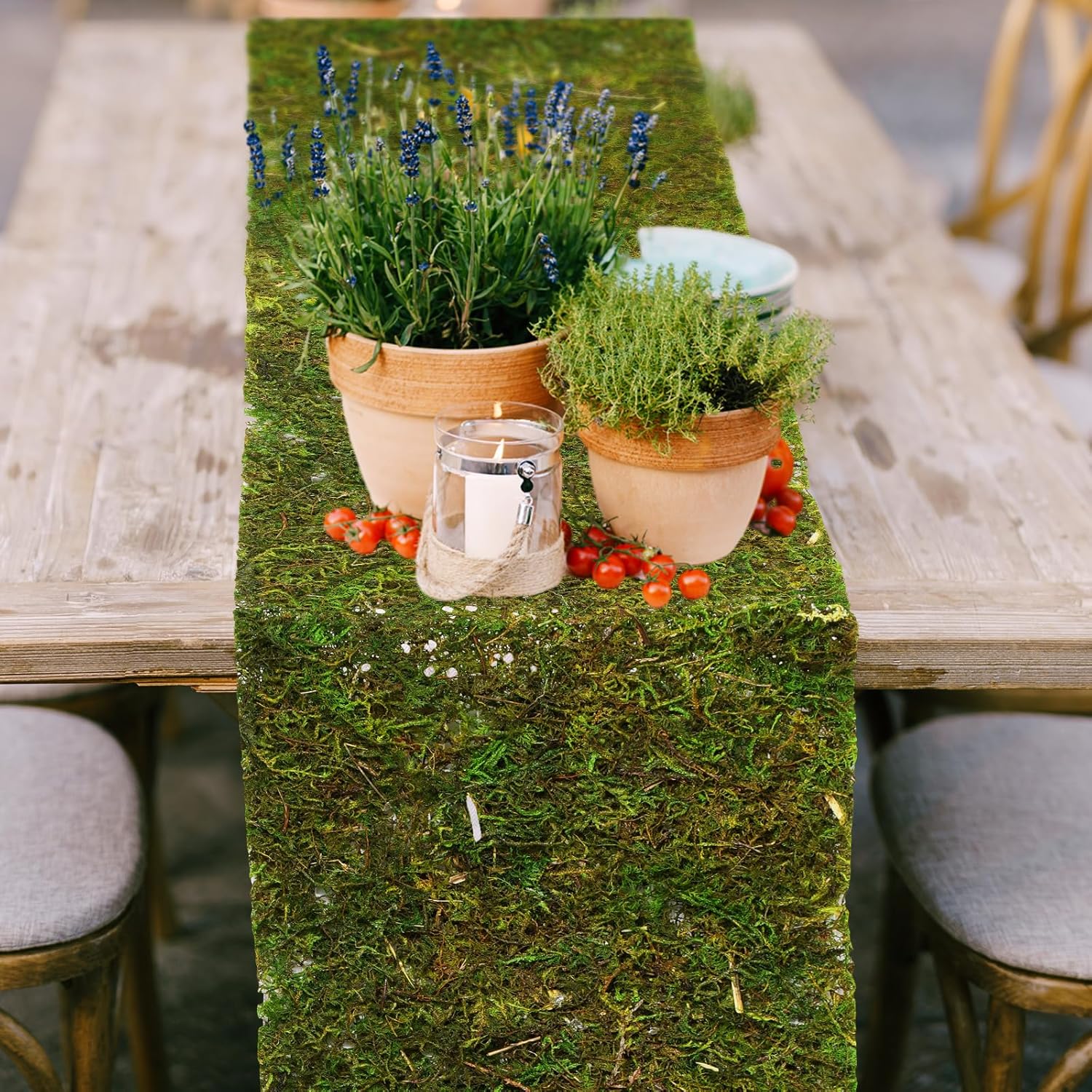 Jutom Dried Moss Table Runner Preserved Moss Mat Artificial Green Moss Roll for Party Tabletop Decoration Fairy Gardens Wedding Arts Crafts, Dark Green, 6" x 40" (12 Pcs)