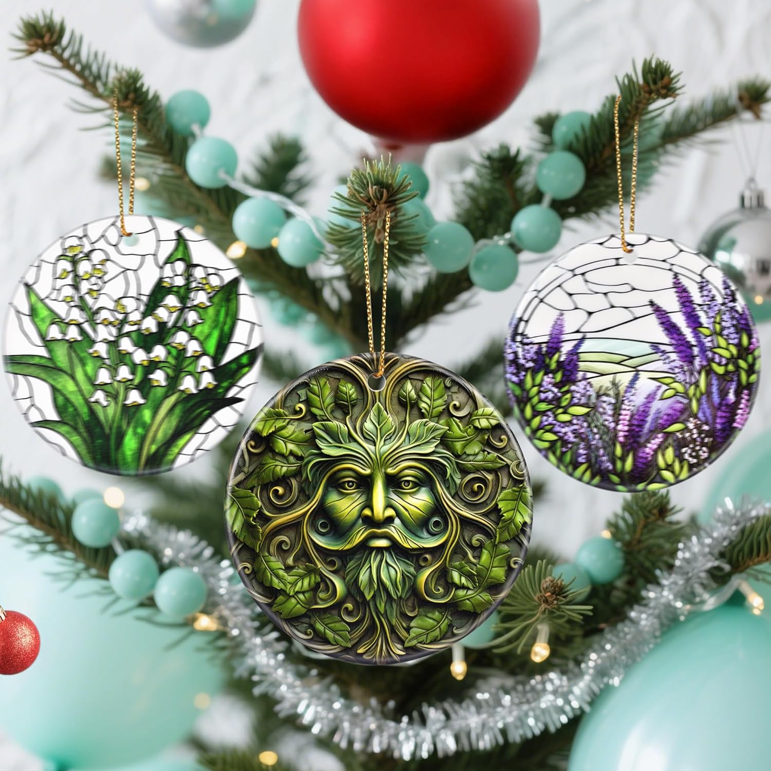 Christmas Ornaments, Dodosky 2.8in Ceramic Plant Ornament, Xmas Decor, Christmas Tree Ornaments, Xmas Decorations for Tree, Holiday Ornament, Gifts for Plant Lovers, Gifts for Men, Gardener