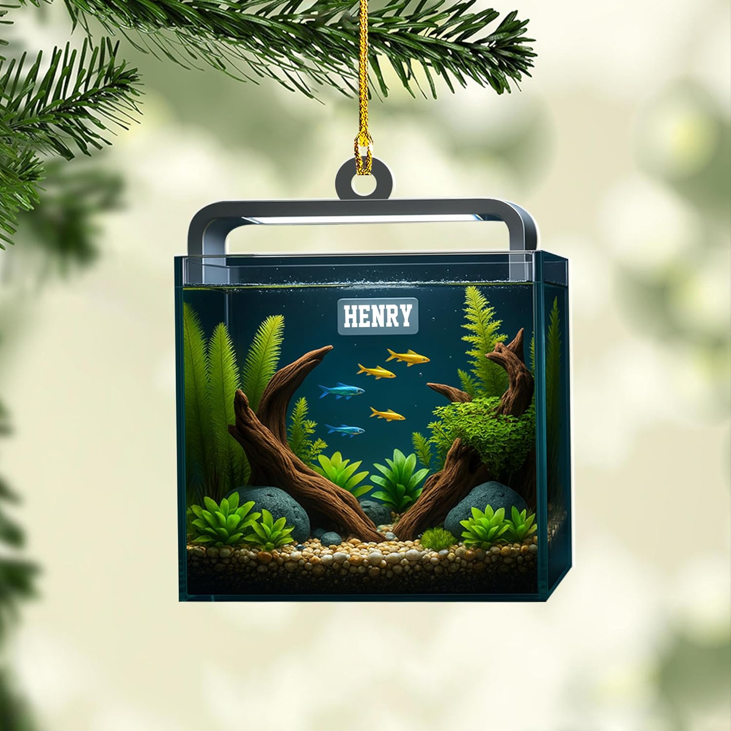 Personalized Aquarium Fish Tank Christmas Ornament 2025, Custom Name Clownfish Holiday Tree Decoration, Unique Keepsake Gift for Fish Lovers, Pet Owners, Kids, Aquarists (ON6)
