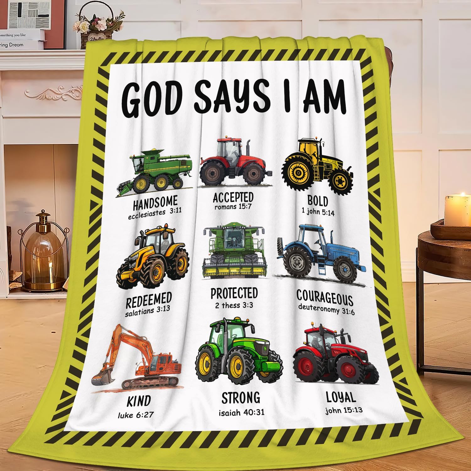 Tractor Throw Blanket Farm Tractor Stuff Gifts for Kids Girls Boys Adults Women Man Soft Cozy Warm Plush Fluffy Fuzzy Fleece Blanket Decor 40''X50''