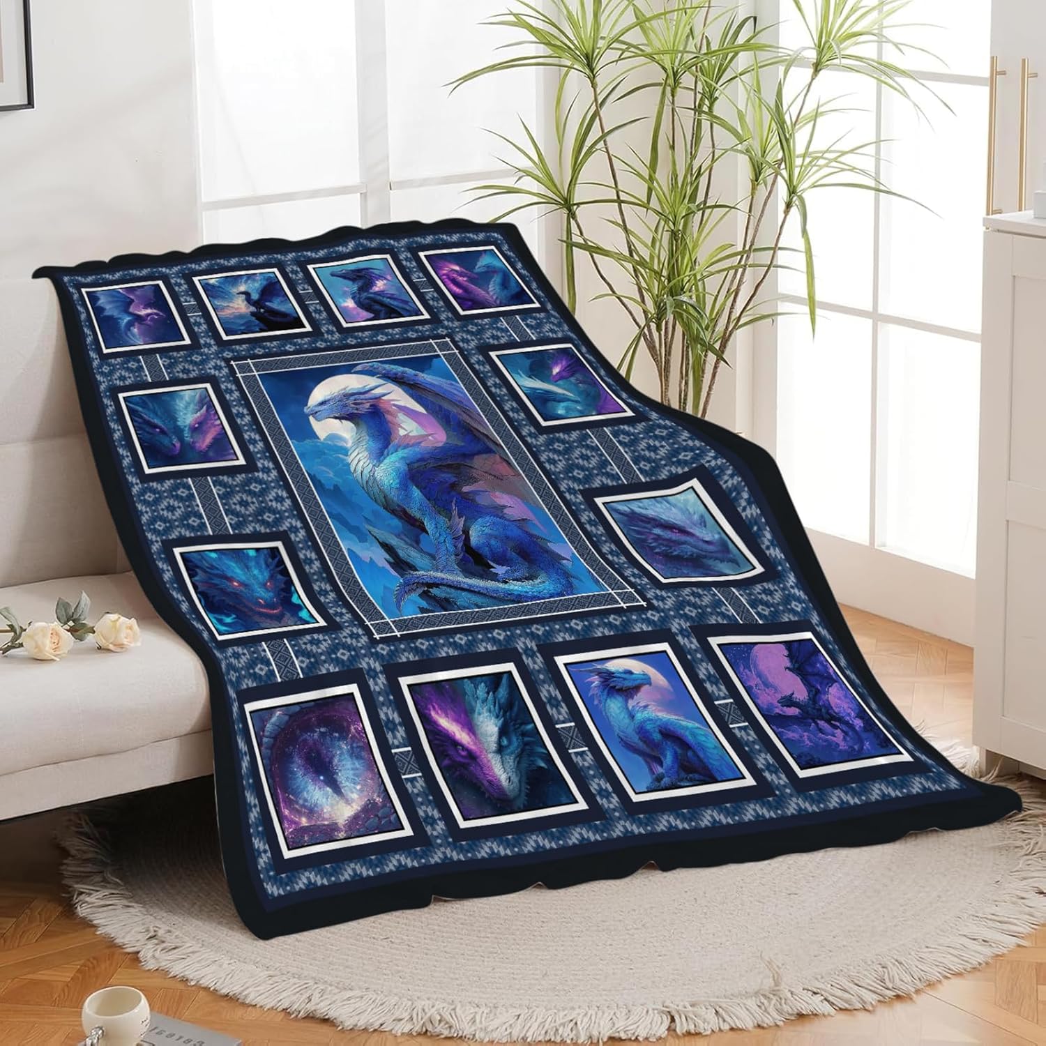 Dragon Throw Blanket Dragon Stuff Gifts for Kids Girls Boys Adults Women Men Soft Cozy Warm Plush Fluffy Fuzzy Fleece Blanket Decor 50''X60''