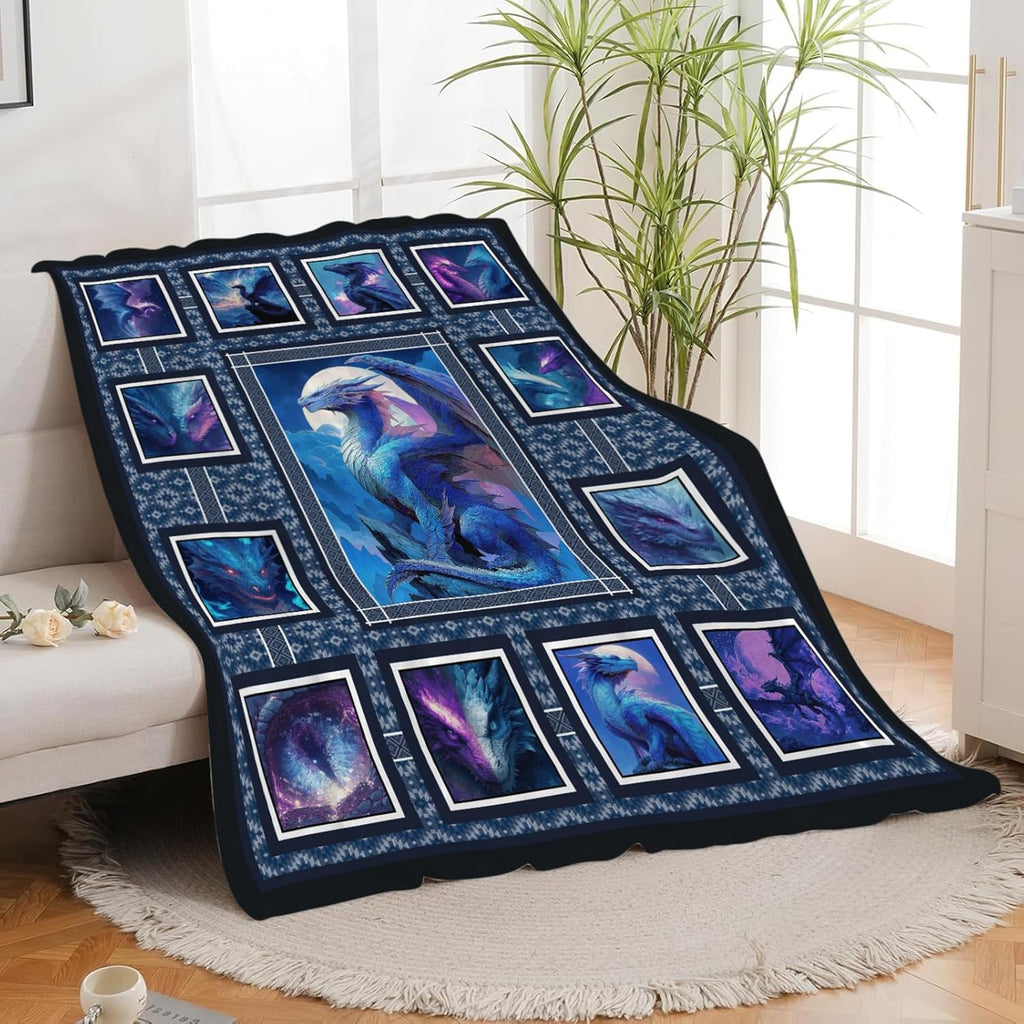 Dragon Throw Blanket Dragon Stuff Gifts for Kids Girls Boys Adults Women Men Soft Cozy Warm Plush Fluffy Fuzzy Fleece Blanket Decor 60''X80''