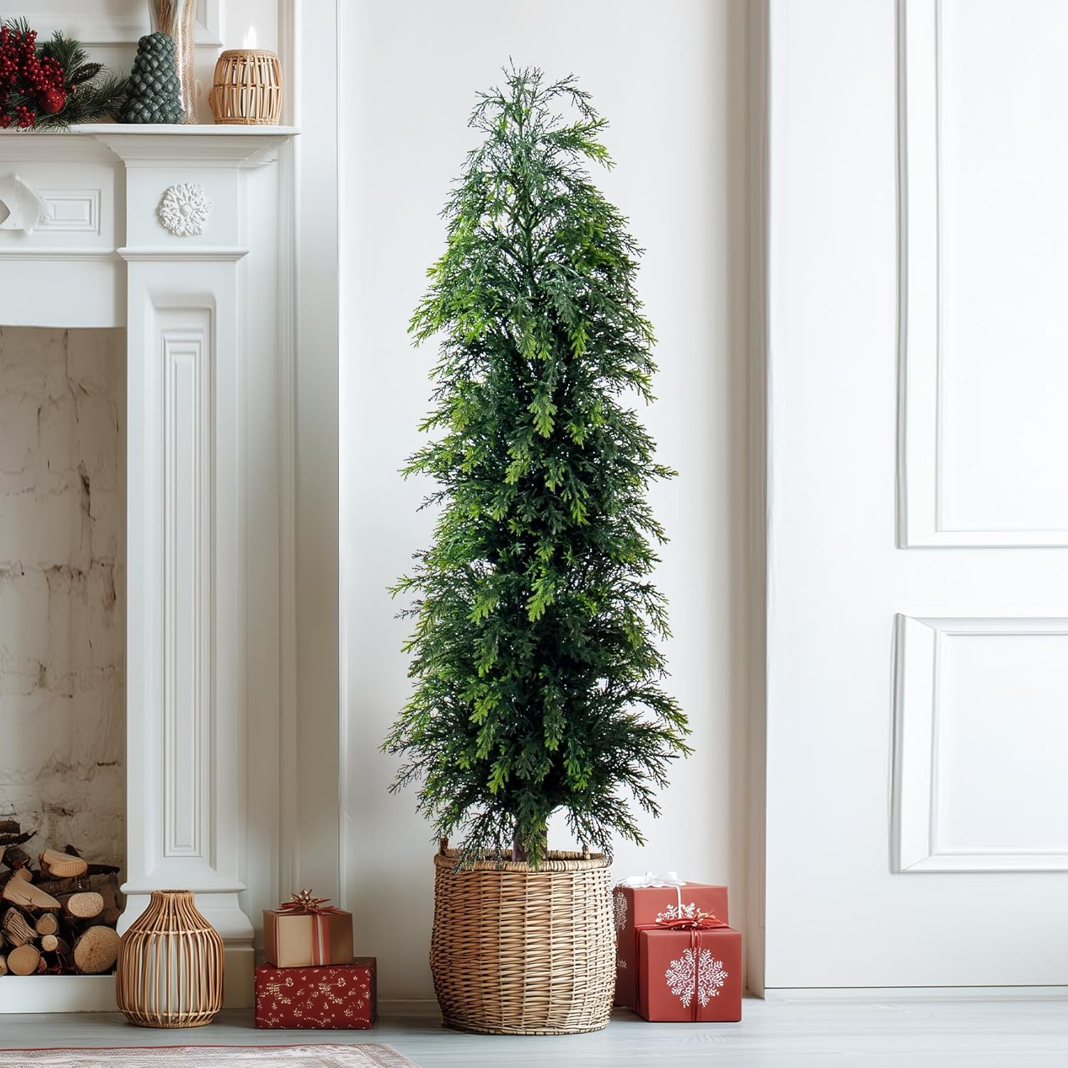 2PCS 4ft Artificial Norfolk Pine Tree Artificial Christmas Tree Premium Pine Xmas Tree Branch Tip Easy Setup, Artificial Pencil Realistic Pine Needles Realistic Holiday Party Decor