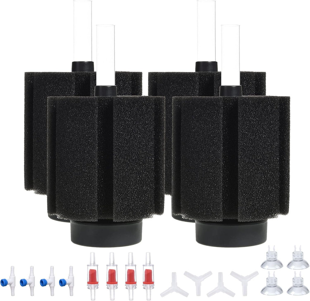 ALEGI Aquarium Bio Sponge Filter with Ceramic Media for Clear and Quiet Aquariums for Betta Fry Shrimp Tiny Fish Tank (40-75 Gallon 4 Pack)