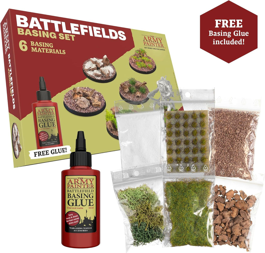 The Army Painter Battlefields Basing Set - Static Grass for Miniature Terrain Basing set - Static Grass & Free Basing Glue, Woodland Scenic Static Grass, Scenery Flocks - Master Quality Game Miniature