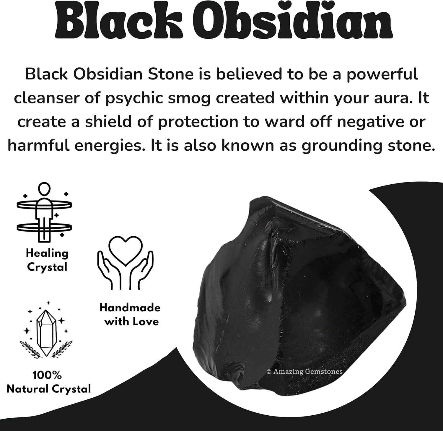 Amazing Gemstone Black Obsidian Raw Crystals and Healing Stones, Natural Rocks for Tumbling and DIY Raw Stones and Crystals (1 LB)