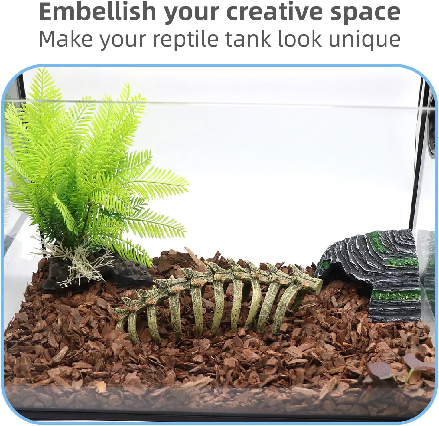 Aquarium Skull Animal Skeletons, Reptile Tank Accessories, Fish Tank Decorations for Amphibians, Betta Fish, Shrimp, Hermit Crab, Leopard Gecko