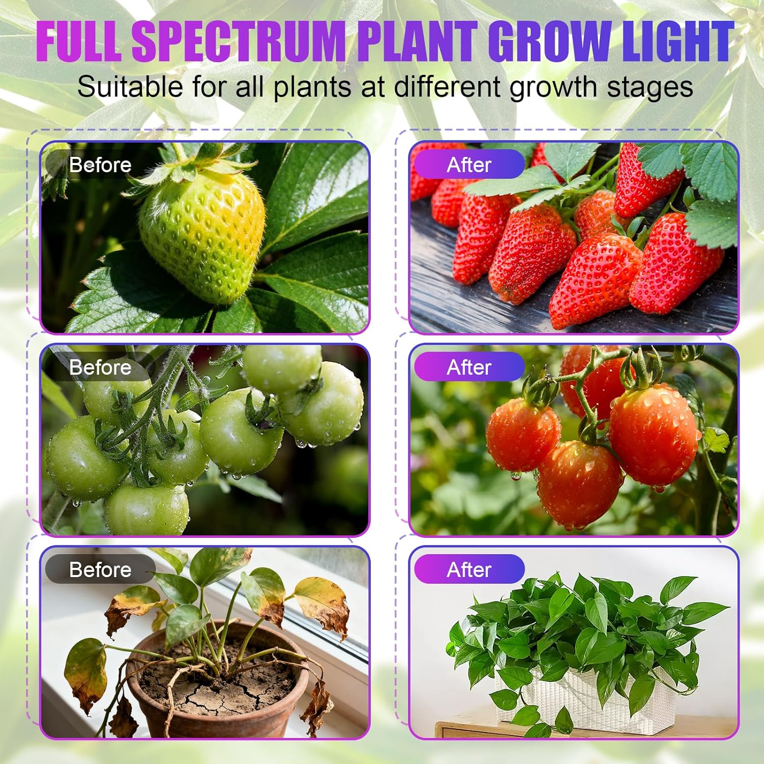 Indoor Clip-on Plant Growth Light, Full Spectrum Grow Light with 156 LEDs, Flexible Gooseneck and 4/8/12H Timer, 3 Spectral Modes, 10 Levels of Dimming, Suitable for Seedlings and Succulent Seeds
