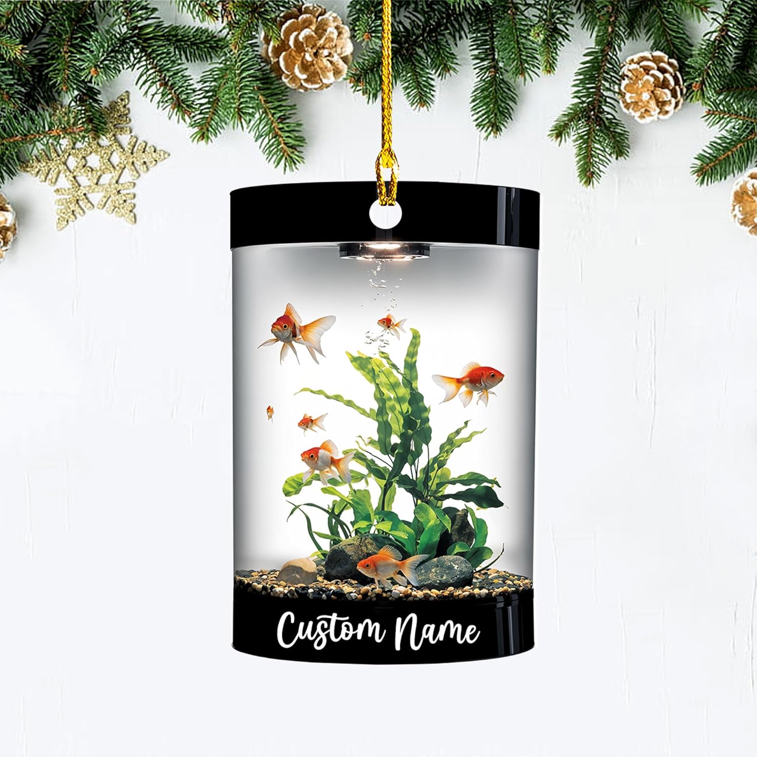 Personalized Aquarium Christmas Ornament, Fish Christmas Ornament, Gift for Fish Lover, Custom Aquarium Christmas Tree Keepsake, Kids First Gift Ideas, Pet Kids Ornament (AFT5)