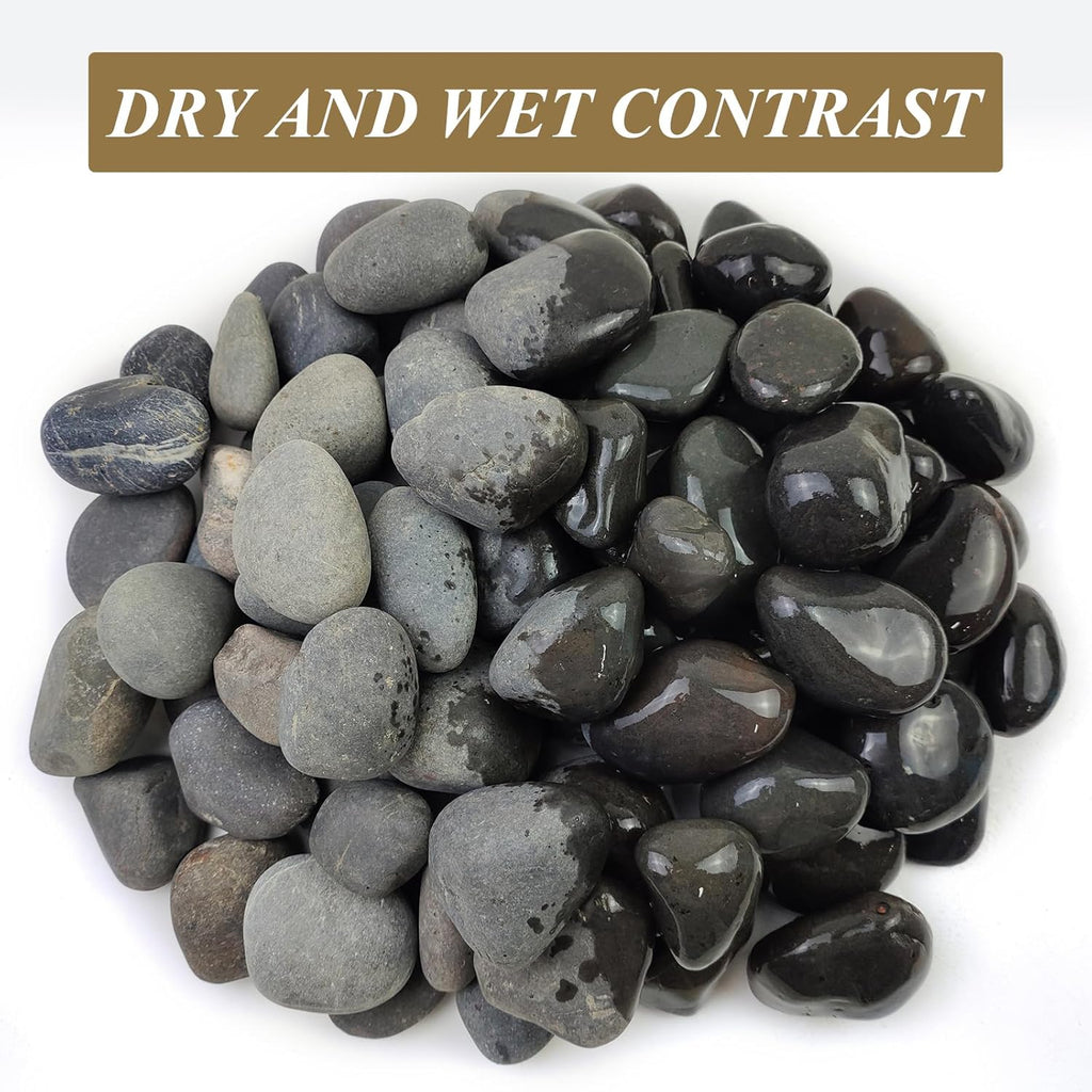 5 lbs Black Stones Pebbles for Planters, 2-3 Inch Natural Decorative Black River Rocks for Outdoor Landscaping, Aquarium, Garden, Walkways, Fountain and Painting Rocks